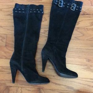 Black Suede High heel boots